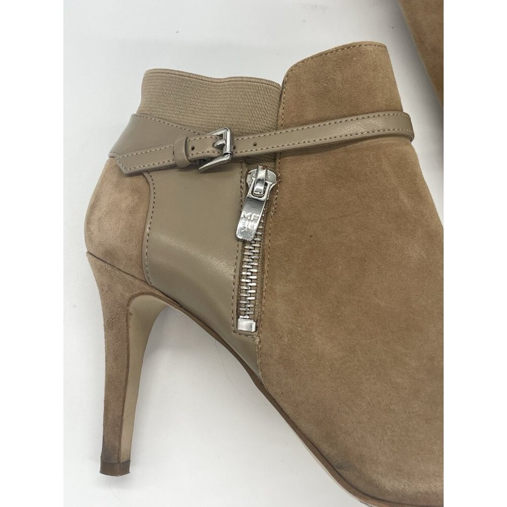 Marc Fisher Shimmee Camel Suede Peep-Toe Ankle Boots Booties Sz 7.5 Party Casual - Picture 2 of 6